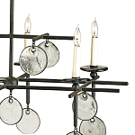 Люстра линейная черная с круглыми прозрачными подвесками  Horizontal Rectangular Chandelier варинант исполнения - 1 | Loft Concept в Краснодаре