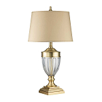 Настольная лампа со тканевым абажуром и прозрачным ребристым стеклянным основанием Quoizel варинант исполнения - 5 | Loft Concept в Краснодаре