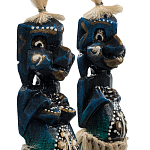 Комплект из 2-х деревянных статуэток Asmat Straw Headdress Statuettes Dark Blue варинант исполнения - 3 | Loft Concept в Краснодаре