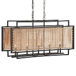 Люстра прямоугольной формы с чёрным каркасом и вставкой из плетеного материала Cage for Light варинант исполнения - 4 | Loft Concept в Краснодаре