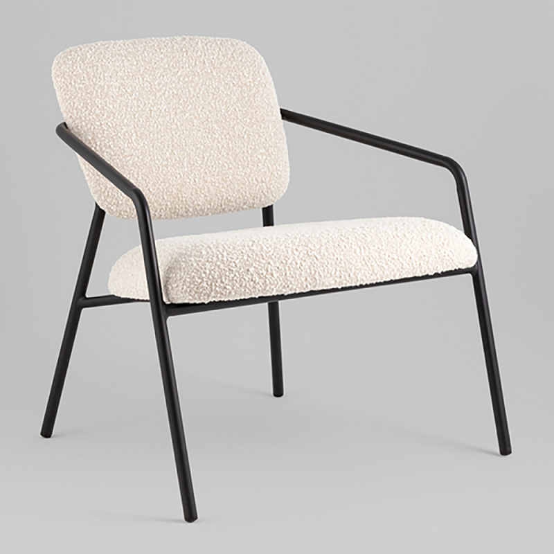 Кресло лаунж Rooney букле белый Белый Черный в Краснодаре | Loft Concept 