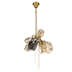 Люстра подвесная со стеклянными плафонами из дымчатого и золотистого с тремя вертикальными подвесками Gilded Mirage  варинант исполнения - 5 | Loft Concept в Краснодаре