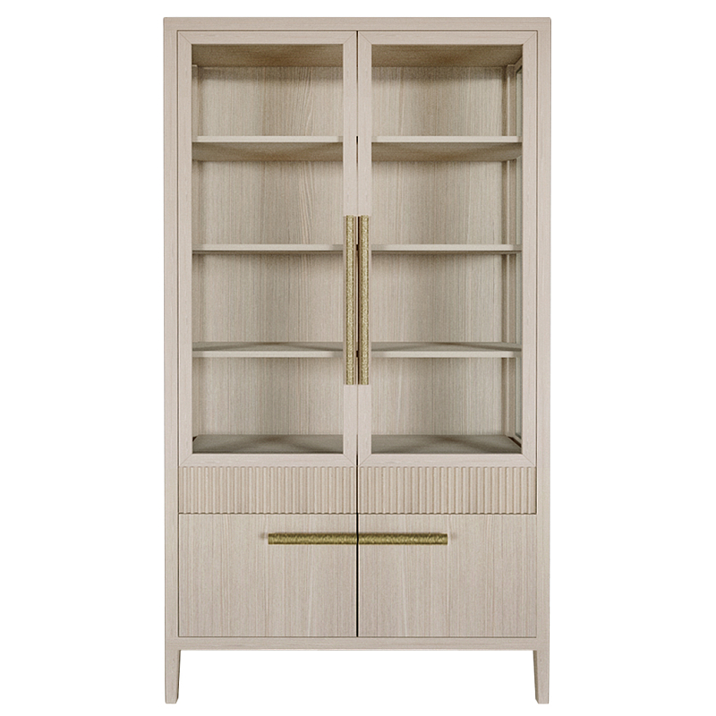 Витрина Primo со стеклянными фасадами и буфетом шпон Светлый дуб Древесина Золотой в Краснодаре | Loft Concept 