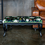 Банкетка из натурального бука черная с изображением птиц и цветов Blooming Birds варинант исполнения - 2 | Loft Concept в Краснодаре