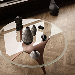 Дизайнерский круглый обеденный стол стеклянный с фигурным подстольем из цемента ARC Dining Table варинант исполнения - 3 | Loft Concept в Краснодаре