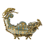 Чаша голубого цвета с оранментом и и бронзовыми фигурами леопардов Eden Garden варинант исполнения - 1 | Loft Concept в Краснодаре