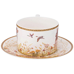 Чайная пара из фарфора с изображением собаки и зайцев 300 мл Hunting Porcelain Collection 2 варинант исполнения - 2 | Loft Concept в Краснодаре