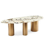 Обеденный стол с асимметричной столешницей на 3-х массивных золотых ножках Commonwealth Table варинант исполнения - 1 | Loft Concept в Краснодаре