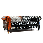 Диван Честерфильд граффити graffiti Orange Sofa натуральная кожа варинант исполнения - 1 | Loft Concept в Краснодаре