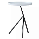 Столик приставной с круглой серой столешницей и черным основанием Round Stable Table варинант исполнения - 1 | Loft Concept в Краснодаре