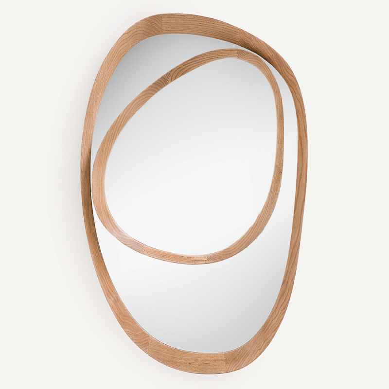 Ассиметричное зеркало в дубовой раме Infinity Symbol Светлый дуб в Краснодаре | Loft Concept 
