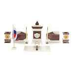Настольный письменный набор из мрамора и лемезита с гербом и флагом России Marble Accessory варинант исполнения - 1 | Loft Concept в Краснодаре