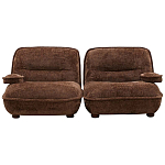 Кресло без подлокотников коричневое ну круглых деревянных ножках Loup Plush Armchair Brown варинант исполнения - 4 | Loft Concept в Краснодаре