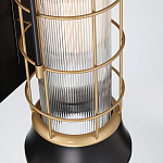 Настенный фонарь цилиндрической формы с рифленым стеклом в золотом каркасе на черном прямоугольном основании Eurofase варинант исполнения - 3 | Loft Concept в Краснодаре