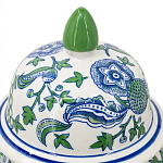 Ваза с крышкой и зелено-голубым рисунком на белом фоне 51 см Blue & White Ornament варинант исполнения - 3 | Loft Concept в Краснодаре