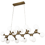 Линейная люстра с плафонами из стеклянных шаров Pearls Suspension Linear Brass Chandelier варинант исполнения - 1 | Loft Concept в Краснодаре