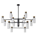 Люстра потолочная с 16-ю цилиндрическими плафонами из стекла и черным каркасом Noir Poise варинант исполнения - 1 | Loft Concept в Краснодаре