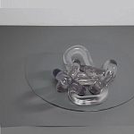 Дизайнерский журнальный стол с круглой прозрачной столешницей и основанием в виде цепи Hua Wang варинант исполнения - 2 | Loft Concept в Краснодаре