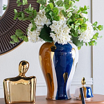 Ваза с крышкой и мазками синего и золого цвета на белом фоне Chinoiserie Ceramics варинант исполнения - 4 | Loft Concept в Краснодаре