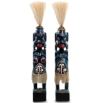Комплект из 2-х деревянных статуэток Asmat Straw Headdress Statuettes Blue Red варинант исполнения - 4 | Loft Concept в Краснодаре