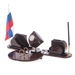 Настольный письменный набор из природного камня обсидиана коричневого Team leader варинант исполнения - 2 | Loft Concept в Краснодаре