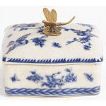Фарфоровая шкатулка с бронзовой стрекозой Blue and White варинант исполнения - 4 | Loft Concept в Краснодаре