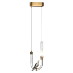 Подвесной светильник с декоративной фигуркой птицы на прозрачной изогнутой трубке Ganthea варинант исполнения - 3 | Loft Concept в Краснодаре