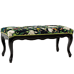 Банкетка из натурального бука черная с изображением птиц и цветов Blooming Birds варинант исполнения - 1 | Loft Concept в Краснодаре