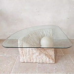 Дизайнерский журнальный стол в виде раковины с жемчужиной под прозрачной столешницей Fahin варинант исполнения - 1 | Loft Concept в Краснодаре