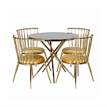 Обеденный стол с чёрной круглой столешницей на золотых ножках Rive Gauche Table варинант исполнения - 3 | Loft Concept в Краснодаре