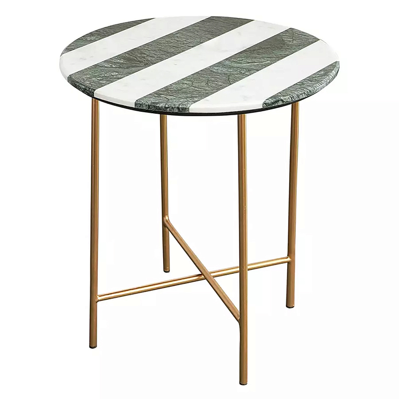 Столик приставной с круглой столешницей с полосатым узором Tabletops with Striped Pattern Серый Белый в Краснодаре | Loft Concept 