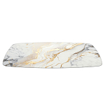 Обеденный стол с прямоугольной столешницей из стекла на черных металлических ножках White Marble варинант исполнения - 3 | Loft Concept в Краснодаре