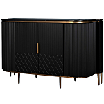 Комод черный округлой формы с рельефным фасадом Black Cut варинант исполнения - 1 | Loft Concept в Краснодаре