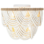 Круглый потолочный светильник с подвесками из круглых деревянных бусин Wooden Beads White Ceiling Lamp варинант исполнения - 1 | Loft Concept в Краснодаре