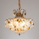 Люстра подвесная с белыми и золотыми круглыми подвесками Диаметр 70 см SHELL Chandelier варинант исполнения - 2 | Loft Concept в Краснодаре