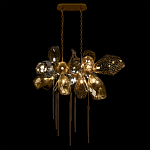 Люстра подвесная с 18-ю стеклянными плафонами с вертикальными подвесками Gilded Mirage  варинант исполнения - 3 | Loft Concept в Краснодаре