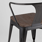 Черный глянцевый стул с сиденьем из натурального дерева TOLIX варинант исполнения - 7 | Loft Concept в Краснодаре