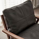 Кресло c каркасом из массива дерева и мягкой кожаной обивкой Walnut Armchair варинант исполнения - 5 | Loft Concept в Краснодаре