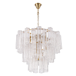 Люстра круглая многоярусная с прозрачными подвесками из стекла Hexagon Tube Light варинант исполнения - 2 | Loft Concept в Краснодаре