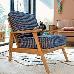 Кресло с каркасом из массива дуба Deniaud Oak Blue Print  Armchair варинант исполнения - 6 | Loft Concept в Краснодаре