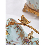 Блюдо из голубого фарфора с бронзовой ручкой в виде ветки Blue Garden варинант исполнения - 5 | Loft Concept в Краснодаре