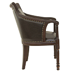 Кресло кожаное на 4-х деревянных ножках из массива березы Ethan Armchair brown варинант исполнения - 1 | Loft Concept в Краснодаре