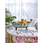 Чаша из голубого фарфора на бронзовых ножках с рисунком цветов и фигурками стрекоз Blue Garden варинант исполнения - 2 | Loft Concept в Краснодаре