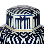 Ваза с крышкой и графическим узором в сине-белых цветах Blue & White Ornament  варинант исполнения - 4 | Loft Concept в Краснодаре
