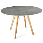 Стол обеденный с серой овальной столешницей из керамики на четырех деревянных ножках Gray Ceramics варинант исполнения - 6 | Loft Concept в Краснодаре