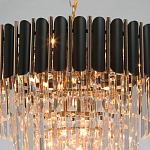 Люстра из черного металла с многоярусными подвесками из прозрачного хрусталя на золотой цепи Empire Black Chandelier Crystal варинант исполнения - 9 | Loft Concept в Краснодаре