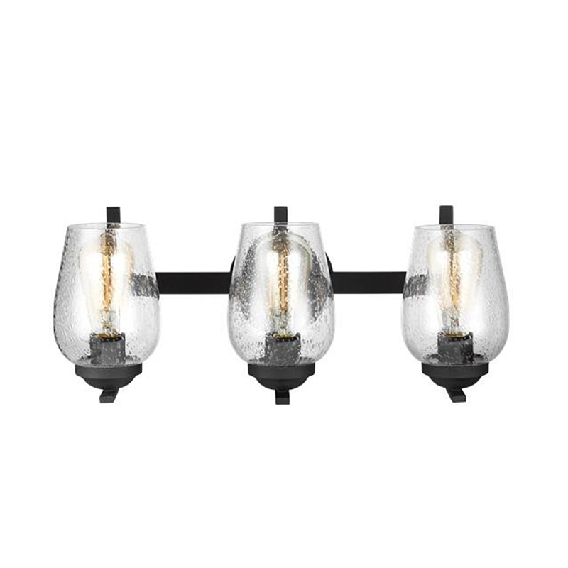 Бра черного цвета с 3-мя плафонами из прозрачного стекла с пузырьками Generation Lighting Черный Прозрачное Стекло в Краснодаре | Loft Concept 