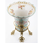 Ваза из голубого фарфора с рисунком птиц и цветов и декоративными элементами Blue Garden варинант исполнения - 3 | Loft Concept в Краснодаре