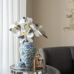 Ваза с крышкой и зелено-голубым рисунком на белом фоне 51 см Blue & White Ornament варинант исполнения - 5 | Loft Concept в Краснодаре