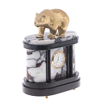 Часы настольные бронзовые с декором в виде медведя Bear Stone Clock варинант исполнения - 3 | Loft Concept в Краснодаре